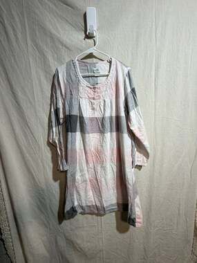Casual Nights Women's Plaid Flannel Snap Front Long Sleeve Nightgown